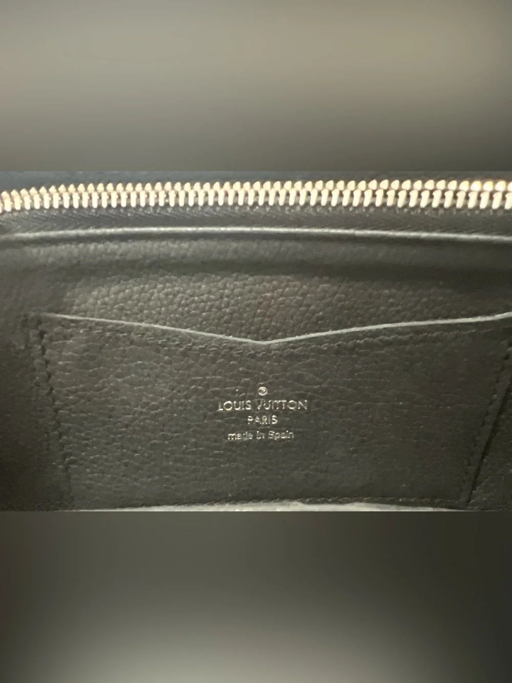 Louis Vuitton Black Leather Wallet with Silver LV Logo